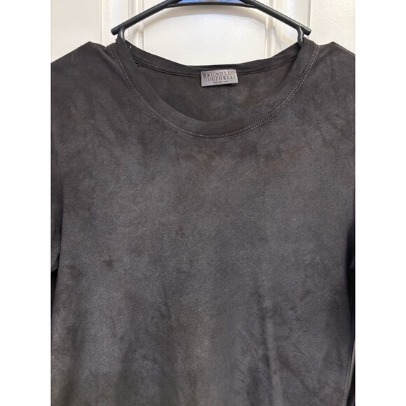 Brunello Cucinelli Womens Grey L/S Lightweight Neck Embellished S Cotton Blend - Picture 2 of 10